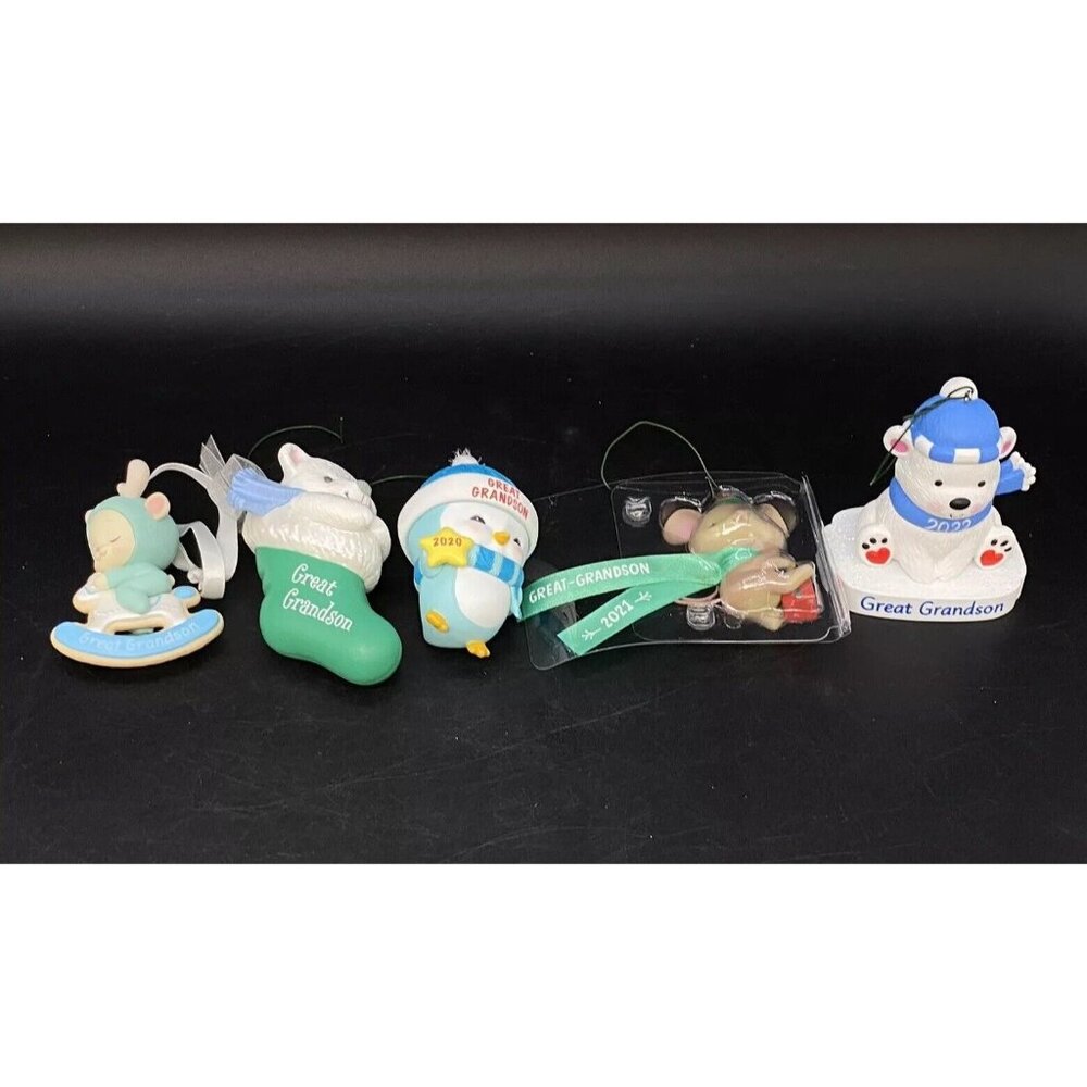 2018 2019 2020 2021 2022 Hallmark Great Grandson Christmas Tree Ornament LOT 5